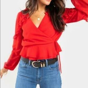 Rosie Ruffle Wrap Blouse - Francesca’s